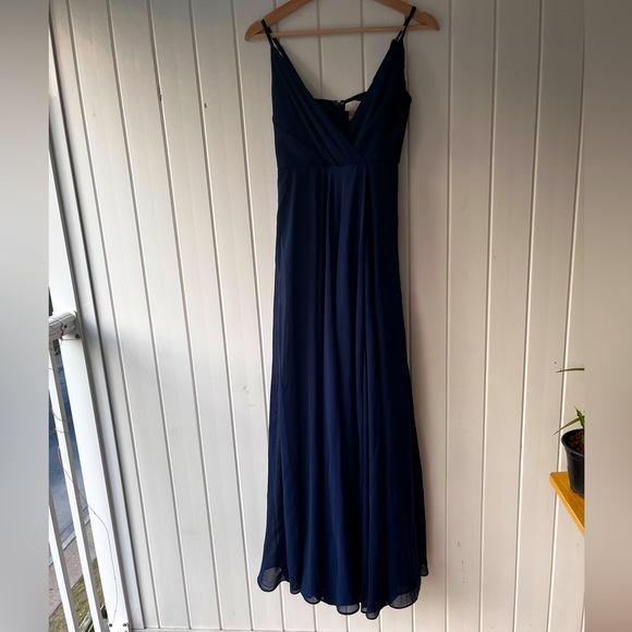 BHLDN Kaia Chiffon Bridesmaid Dress Navy XS - Picture 1 of 6